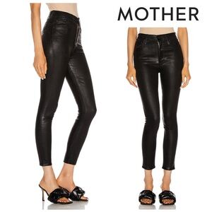 MOTHER The Swooner Black Ankle Jeans in Wet Paint